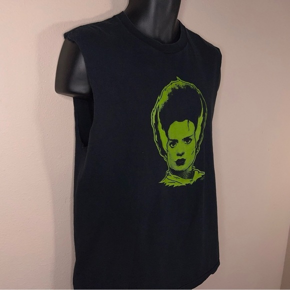 LARGE MENS BRIDE OF FRANKENSTEIN BLACK GREEN TSHIRT GOTH PSYCHOBILLY PUNK - Picture 5 of 7